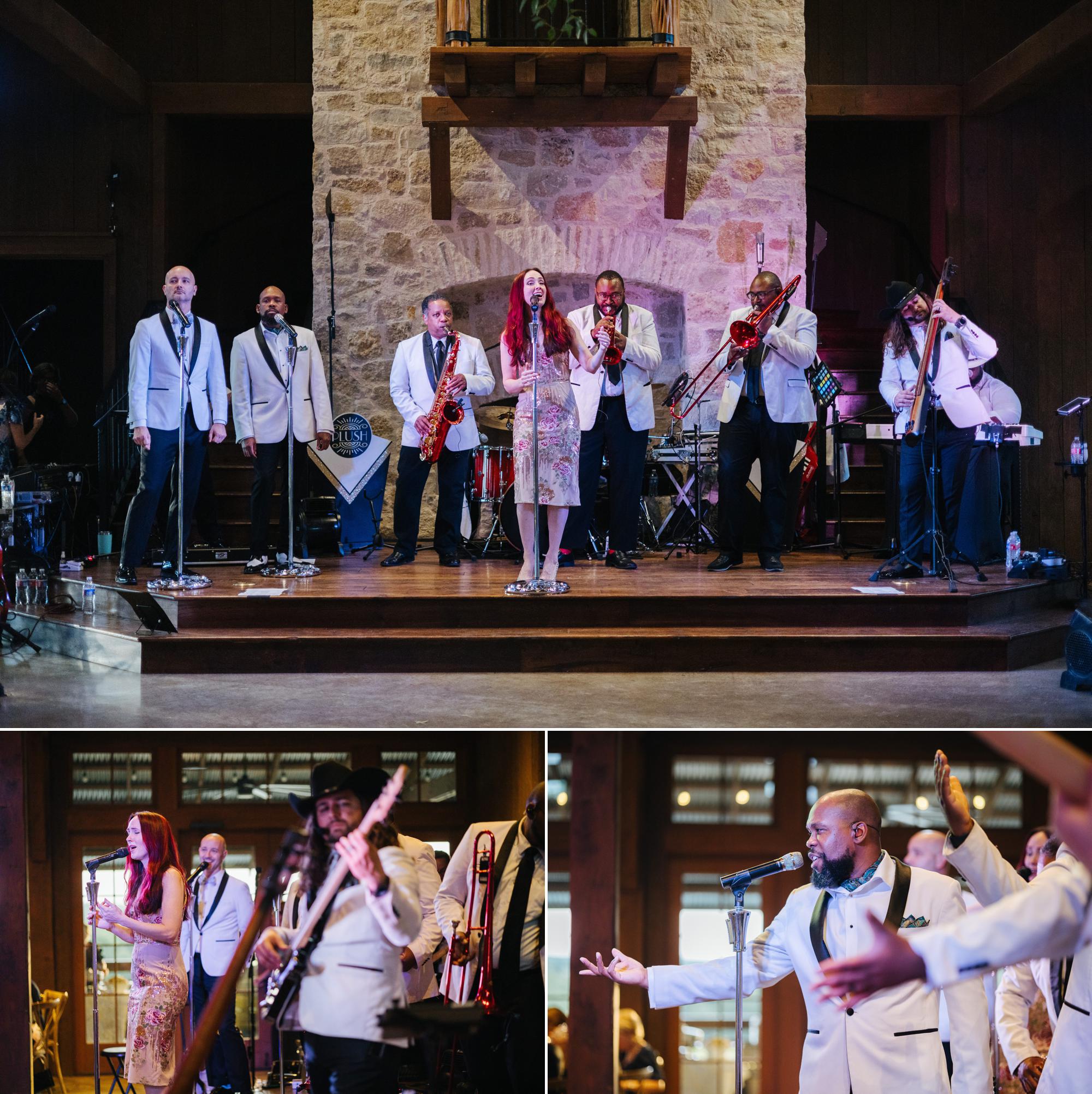 live band wedding reception party photos at hidden river ranch in austin