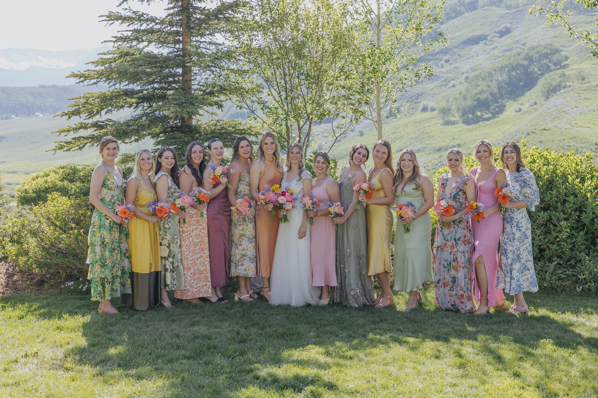 Bridesmaids dresses in crested butte wedding